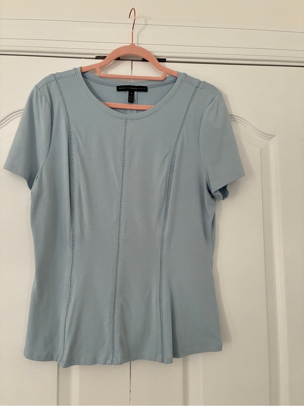 WHBM Light Blue Short Sleeve Top w/Seam-Detail
